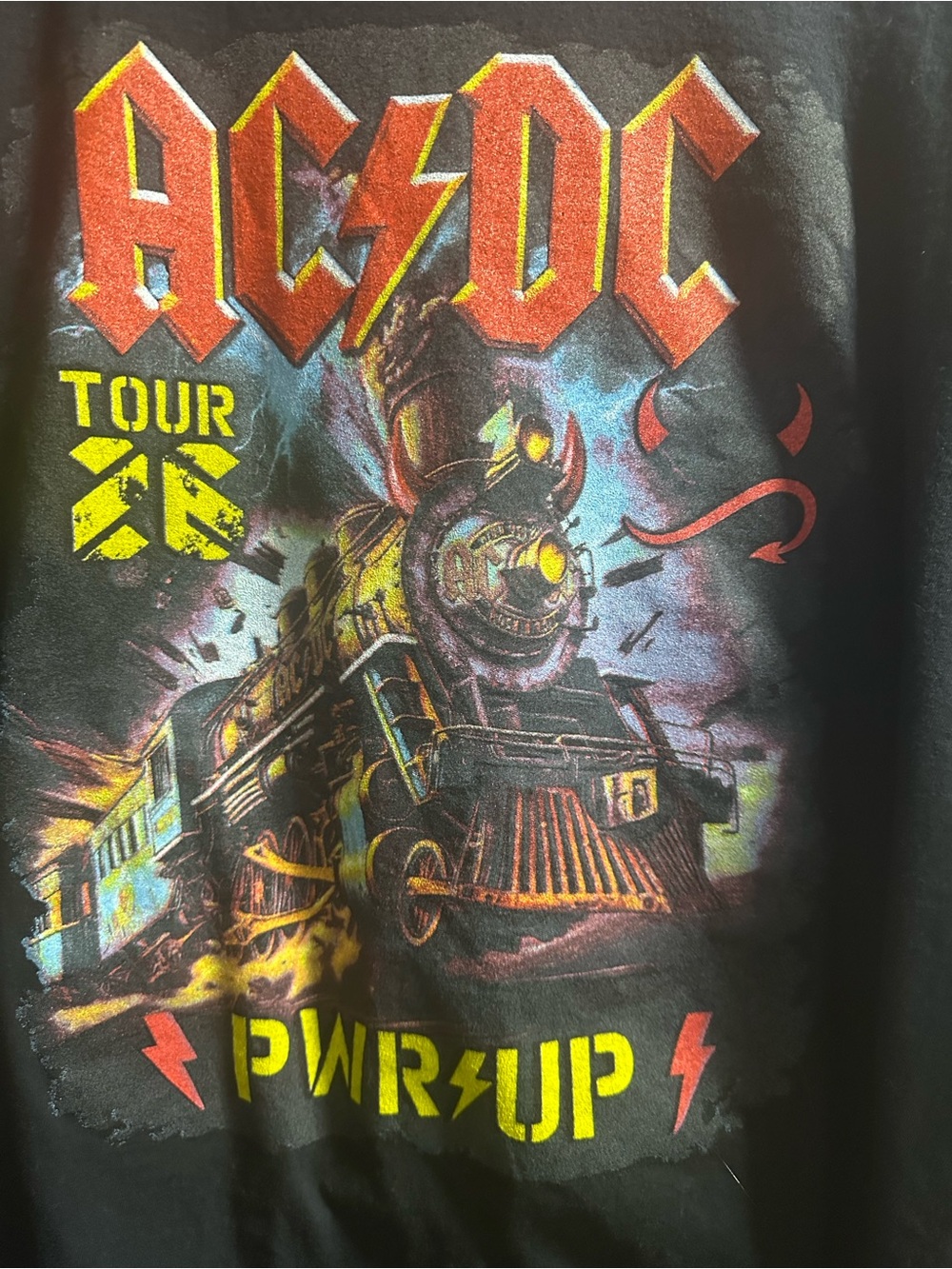 Gildan Black 2026 AC/DC Tour Graphic Tee with Red and Yellow Accents